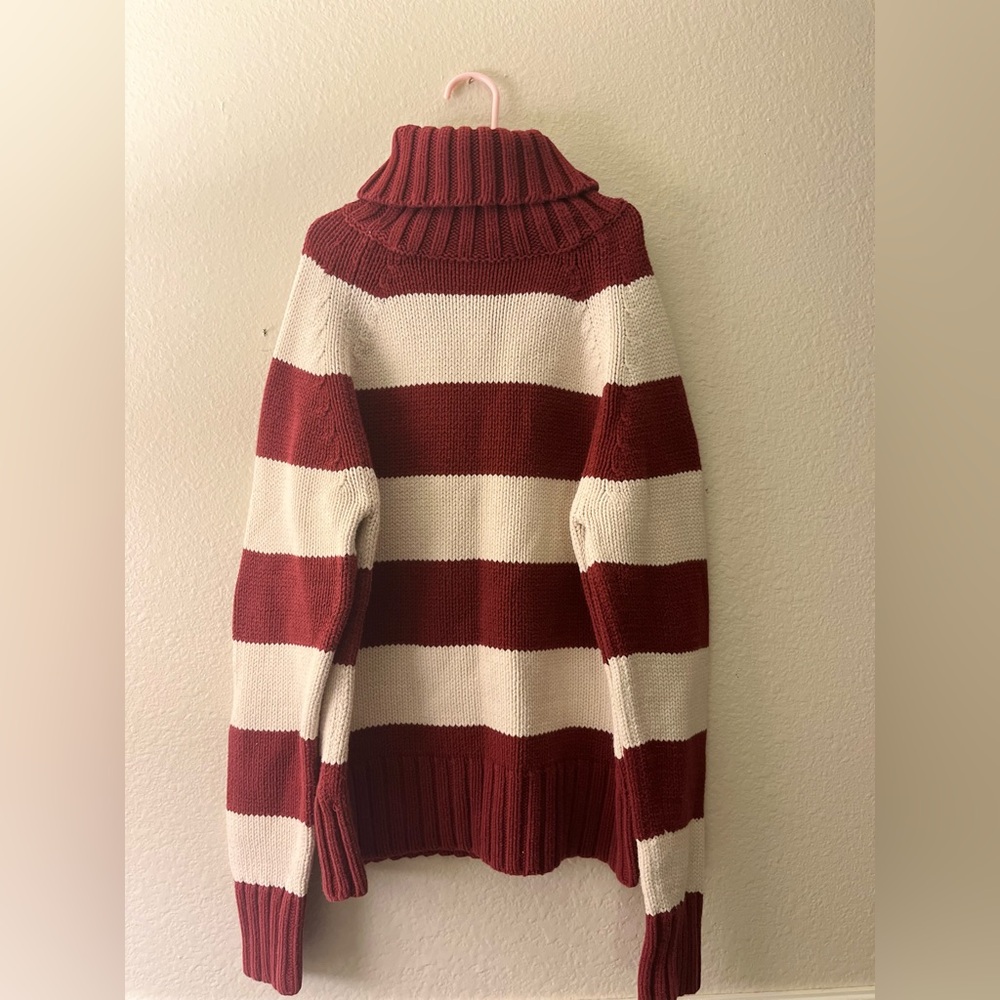 GAP Red and White Striped Turtleneck Sweater